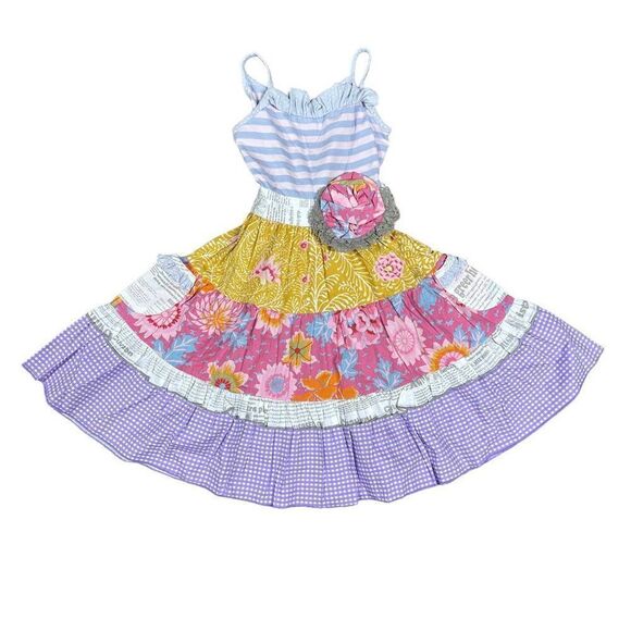 Girls NWT Mustard Pie Magnolia Pie Ruffled Tiered Dress Size 4 - Picture 6 of 8